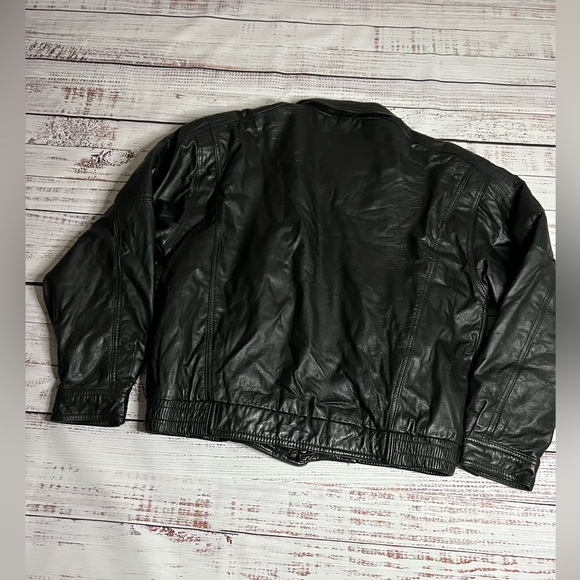 Wear Me Out black Leather Bomber Jacket 🚨VINTAGE🚨 large - Picture 3 of 7